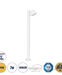 GloboStar® GloboStar® GARDENIA 60506 Φωτιστικό Κήπου - Κολωνάκι Αρχιτεκτονικού Φωτισμού Εξωτερικού Χώρου LED 7W 700lm 60° AC220-240V Αδιάβροχο IP65 - Σώμα Αλουμινίου & Tempered Glass - Μ12 x Π18 x Υ90cm - Θερμό Λευκό 2700K - Λευκό - Bridgelux Chip - 5 Years Warranty