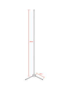 GloboStar® Μοντέρνο Minimal Επιδαπέδιο Μαύρο Φωτιστικό 200cm LED 32 Watt με Ασύρματο Χειριστήριο RF & Dimmer Φυσικό Λευκό 4500k GloboStar ALIEN Design GLOBO-200-2