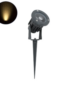 GloboStar® GLOBOSTAR® TREELIGHT-TZINA 90351 Σποτ Φωτισμού για Φυτά - Δέντρα με Βάση Κήπου / Καρφωτό LED 3W 330lm 10° DC 24V Αδιάβροχο IP65 Θερμό Λευκό 2700K Dimmable - Γκρι Ανθρακί - Μ10.5 x Π7.5 x Υ7.5cm - 3 Χρόνια Εγγύηση