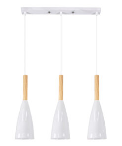 GloboStar® GLOBOSTAR® DILLON 00631 Μοντέρνο Κρεμαστό Φωτιστικό Οροφής με Ντουί 3 x E27 AC 220-240V IP20 - Λευκό & Μπεζ - Μ54 x Π14 x Υ130cm