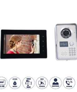 GloboStar® GloboStar® 86061 Σετ Θυροτηλεόρασης με Έγχρωμη Οθόνη Αφής 7" και Κάμερα 1080P HD & 4 Επαγωγικά Κλειδιά για Ηλεκτρονικές Κλειδαριές - Μαύρο - Ασημί