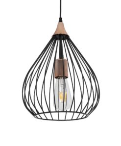 GloboStar® GLOBOSTAR® RADIARO 201-0015 Vintage Κρεμαστό Φωτιστικό Οροφής με Ντουί 1 x E27 AC 220-240V IP20 - Μαύρο & Χάλκινο - Μ26 x Π26 x Υ35cm