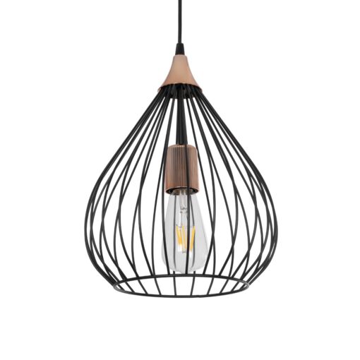 GloboStar® GLOBOSTAR® RADIARO 201-0015 Vintage Κρεμαστό Φωτιστικό Οροφής με Ντουί 1 x E27 AC 220-240V IP20 - Μαύρο & Χάλκινο - Μ26 x Π26 x Υ35cm