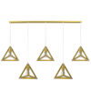 GloboStar® GLOBOSTAR® TRIANGLE 00610 Μοντέρνο Κρεμαστό Φωτιστικό Οροφής με Ντουί 5 x E27 AC 220-240V IP20 - Χρυσό - Μ170 x Π22 x Y130cm