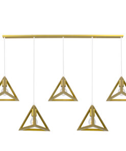 GloboStar® GLOBOSTAR® TRIANGLE 00610 Μοντέρνο Κρεμαστό Φωτιστικό Οροφής με Ντουί 5 x E27 AC 220-240V IP20 - Χρυσό - Μ170 x Π22 x Y130cm