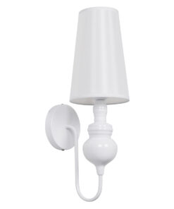 GloboStar® GloboStar® LAURA 01499 Μοντέρνο Επιτοίχιο Φωτιστικό Απλίκα Μονόφωτο 1 x E27 IP20 Λευκό Μέταλλο με Λευκό Ύφασμα - Μ21 x Π15 x Y48cm