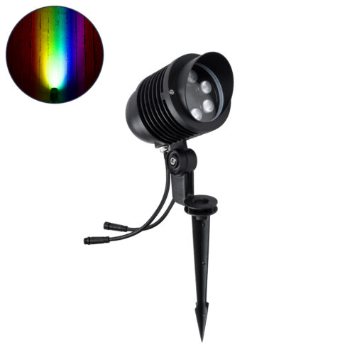 GloboStar® GloboStar® TREELIGHT-LINA 90657 Σποτ Φωτισμού Ειδικό για Φυτά - Δέντρα με Βάση Κήπου / Καρφωτό LED 6W 630lm 30° DC 24V Αδιάβροχο IP65 Μ10.5 x Π18 x Υ40cm Πολύχρωμο RGBW DMX512 - Γκρι Ανθρακί - 3 Years Warranty