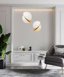 GLOBOSTAR® HUDSON 01555 Μοντέρνο Κρεμαστό Φωτιστικό Οροφής με Ντουί 1 x E27 AC 220-240V IP20 - Λευκό & Χρυσό - Μ30 x Π30 x Υ34cm 19 5f27b2 post 131