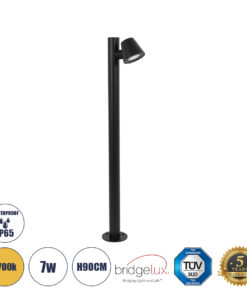 GloboStar® GloboStar® GARDENIA 60508 Φωτιστικό Κήπου - Κολωνάκι Αρχιτεκτονικού Φωτισμού Εξωτερικού Χώρου LED 7W 700lm 60° AC220-240V Αδιάβροχο IP65 - Σώμα Αλουμινίου & Tempered Glass - Μ12 x Π18 x Υ90cm - Θερμό Λευκό 2700K - Μαύρο - Bridgelux Chip - 5 Years Warranty