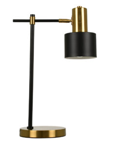 GloboStar® GloboStar® LETO 00835 Μοντέρνο Επιτραπέζιο Φωτιστικό Πορτατίφ Μονόφωτο 1 x E27 IP20 Μαύρο & Χρυσό Μέταλλο - Μ18 x Π18 x Υ50.5cm