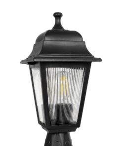 GloboStar® SOLME 203-0210 Vintage Επιδαπέδιο Φωτιστικό Φαναράκι Μονόφωτο 1 x E27 IP44 Μαύρο & Διάφανο Πλαστικό - Μ22 x Π22 x Υ40cm 14 601256 203 0210 6