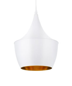 GloboStar® GLOBOSTAR® SHANGHAI 01026-A Μοντέρνο Κρεμαστό Φωτιστικό Οροφής με Ντουί 1 x E27 AC 220-240V IP20 - Λευκό & Χρυσό - Μ24 x Π24 x Υ30cm