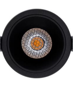 GloboStar® PLUTO-M 60257 Χωνευτό LED Spot Downlight TrimLess Φ8.4cm 10W 1250lm 38° AC 220-240V IP20 Φ8.4 x Υ5.9cm - Στρόγγυλο - Μαύρο & Anti-Glare HoneyComb - Θερμό Λευκό 2700K - Bridgelux COB - 5 Years Warranty 12 60257 5