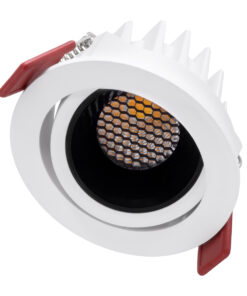 Alternative view of GloboStar® LEO-R 60282 Χωνευτό LED Spot Downlight TrimLess Φ8.5cm 10W 1300lm 38° AC 220-240V IP20 Φ8.5 x Υ6.6cm - Στρόγγυλο - Κινούμενο - Λευκό με Μαύρο Κάτοπτρο & Anti-Glare HoneyComb - Φυσικό Λευκό 4500K - Bridgelux COB - 5 Years Warranty