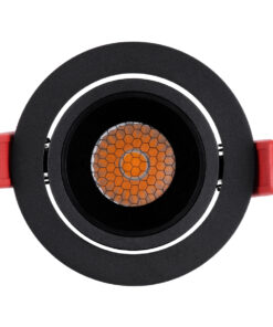 GloboStar® LEO-R 60287 Χωνευτό LED Spot Downlight TrimLess Φ8.5cm 10W 1250lm 38° AC 220-240V IP20 Φ8.5 x Υ6.6cm - Στρόγγυλο - Κινούμενο - Μαύρο & Anti-Glare HoneyComb - Θερμό Λευκό 2700K - Bridgelux COB - 5 Years Warranty 16 60287 7