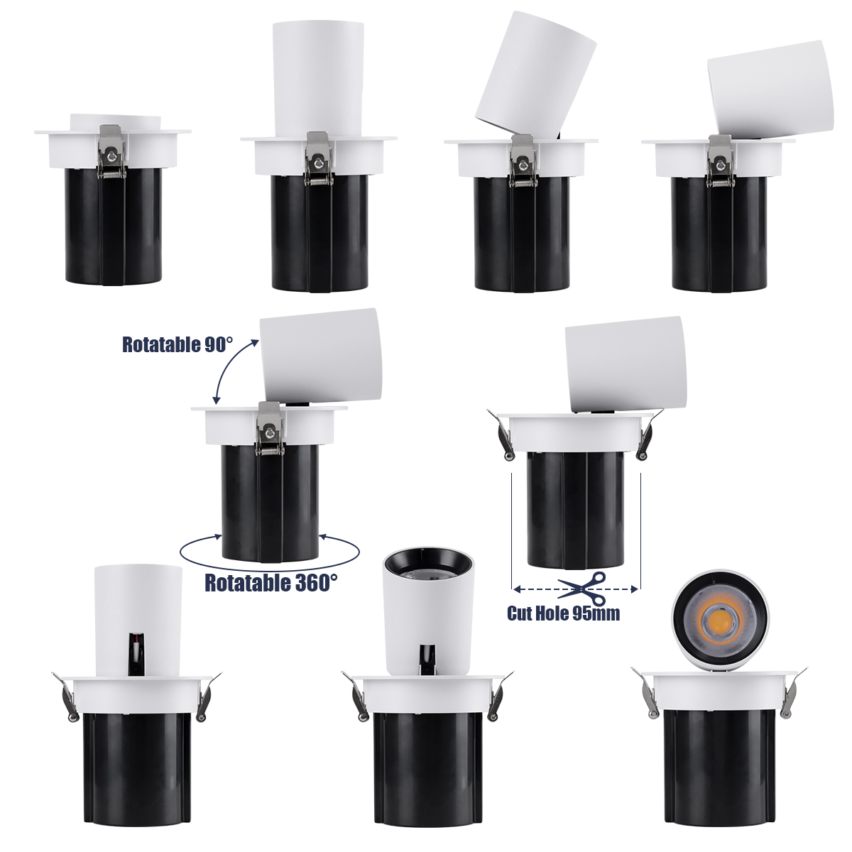 GloboStar® VIRGO-M 60306 Χωνευτό LED Spot Downlight TrimLess Φ11cm 12W 1560lm 36° AC 220-240V IP20 Φ11cm x Υ11.5cm - Στρόγγυλο - Λευκό με Μαύρο Κάτοπτρο - Φυσικό Λευκό 4500K - Bridgelux COB - 5 Years Warranty 4 GloboStar® VIRGO-M 60306 Χωνευτό LED Spot Downlight TrimLess Φ11cm 12W 1560lm 36° AC 220-240V IP20 Φ11cm x Υ11.5cm - Στρόγγυλο - Λευκό με Μαύρο Κάτοπτρο - Φυσικό Λευκό 4500K - Bridgelux COB - 5 Years Warranty - Image 3