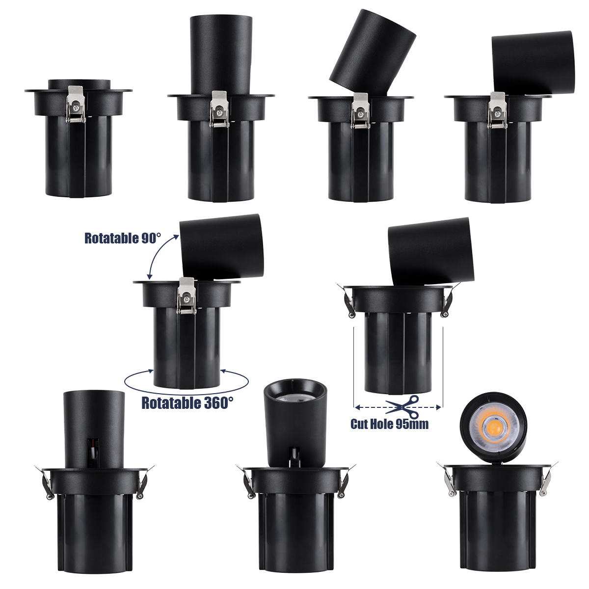 GloboStar® VIRGO-M 60308 Χωνευτό LED Spot Downlight TrimLess Φ11cm 12W 1560lm 36° AC 220-240V IP20 Φ11cm x Υ11.5cm - Στρόγγυλο - Μαύρο - Φυσικό Λευκό 4500K - Bridgelux COB - 5 Years Warranty 4 GloboStar® VIRGO-M 60308 Χωνευτό LED Spot Downlight TrimLess Φ11cm 12W 1560lm 36° AC 220-240V IP20 Φ11cm x Υ11.5cm - Στρόγγυλο - Μαύρο - Φυσικό Λευκό 4500K - Bridgelux COB - 5 Years Warranty - Image 3