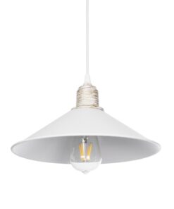 GloboStar® GLOBOSTAR® FERRO 203-0083 Μοντέρνο Κρεμαστό Φωτιστικό Οροφής με Ντουί 1 x E27 AC 220-240V IP20 - Λευκό & Χρυσό - Μ30 x Π30 x Υ15cm