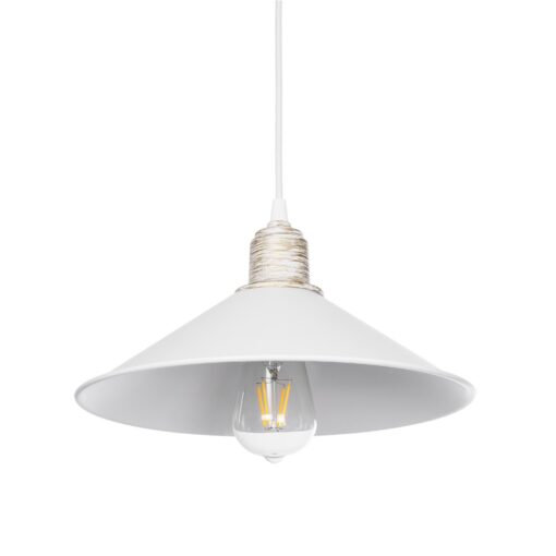GloboStar® GLOBOSTAR® FERRO 203-0083 Μοντέρνο Κρεμαστό Φωτιστικό Οροφής με Ντουί 1 x E27 AC 220-240V IP20 - Λευκό & Χρυσό - Μ30 x Π30 x Υ15cm