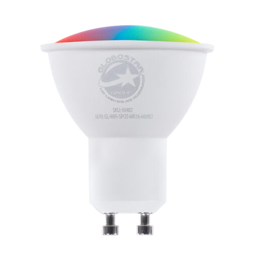 GloboStar® GLOBOSTAR® SMARTME 60487 Σποτ GU10 MR16 Smart Home WiFi με Λειτουργία μέσω Tuya APP LED 5.5W 550lm 120° AC 220-240V IP20 Πολύχρωμο RGBW+WW Dimmable - Bridgelux Chip - Μ5 x Π5 x Υ6.5cm - 3 Χρόνια Εγγύηση