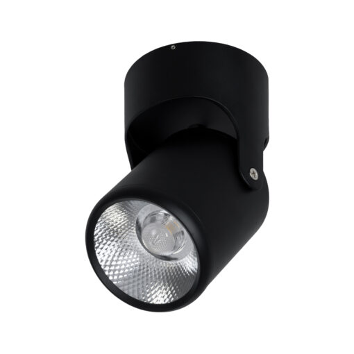 GloboStar® GloboStar® DETRONIC 60504 Επιφανειακό Κινούμενο Spot Downlight LED 10W 1300lm 24° AC 220-240V IP20 Φ9cm x Υ16cm - Στρόγγυλο - Μαύρο - Φυσικό Λευκό 4500K - Bridgelux COB - TÜV Certified Driver - 5 Χρόνια Εγγύηση