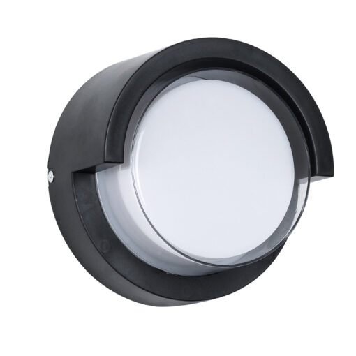 GloboStar® GLOBOSTAR® APEX 60764 Φωτιστικό Τοίχου - Απλίκα Εσωτερικού/Εξωτερικού Χώρου LED 10W 1050lm 120° AC175-265V Αδιάβροχο IP65 - Πλαστικό Σώμα - Φυσικό λευκό 4500K - Φ17 x Υ9cm - Μαύρο - Bridgelux Chip - 3 Χρόνια Εγγύηση
