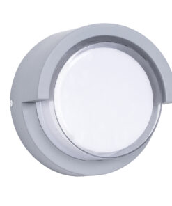 GloboStar® GLOBOSTAR® APEX 60765 Φωτιστικό Τοίχου - Απλίκα Εσωτερικού/Εξωτερικού Χώρου LED 10W 1050lm 120° AC175-265V Αδιάβροχο IP65 - Πλαστικό Σώμα - Φυσικό λευκό 4500K - Φ17 x Υ9cm - Γκρι - Bridgelux Chip - 3 Χρόνια Εγγύηση
