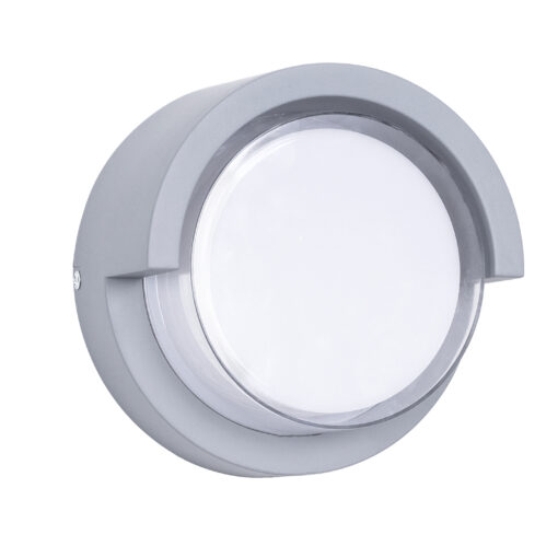 GloboStar® GLOBOSTAR® APEX 60765 Φωτιστικό Τοίχου - Απλίκα Εσωτερικού/Εξωτερικού Χώρου LED 10W 1050lm 120° AC175-265V Αδιάβροχο IP65 - Πλαστικό Σώμα - Φυσικό λευκό 4500K - Φ17 x Υ9cm - Γκρι - Bridgelux Chip - 3 Χρόνια Εγγύηση