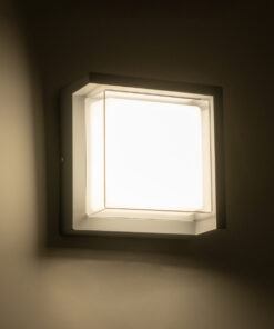 GLOBOSTAR® APEX 60771 Φωτιστικό Τοίχου - Απλίκα Εσωτερικού/Εξωτερικού Χώρου LED 10W 1050lm 120° AC175-265V Αδιάβροχο IP65 - Πλαστικό Σώμα - Φυσικό λευκό 4500K - Μ17 x Π17 x Υ9cm - Γκρι - Bridgelux Chip - 3 Χρόνια Εγγύηση 16 60771 7