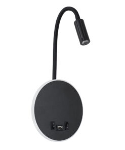 Alternative view of GloboStar® GOOSE 60883 Μοντέρνο Φωτιστικό Τοίχου - Απλίκα Ξενοδοχείου Bed Side LED 6W 600lm 36° & 360° AC 220-240V - Reading Light & 360° Κρυφός Φωτισμός - Φορτιστής USB 3A - Μ15.5 x Π15 x Υ30.5cm - Φυσικό Λευκό 4500K - Μαύρο - 3 Xρόνια Εγγύηση