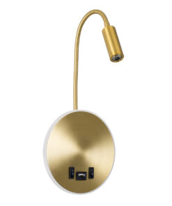 Alternative view of GLOBOSTAR® GOOSE 60885 Μοντέρνο Φωτιστικό Τοίχου - Απλίκα Ξενοδοχείου Reading Light με Φορτιστή USB 3A LED 6W 600lm 36° & 360° AC 220-240V IP20 Φυσικό Λευκό 4500K - Bridgelux COB Chip & TÜV SÜD Driver - Χρυσό Πλατίνα - Μ15.5 x Π22.5 x Υ30cm - 3 Χρόνια Εγγύηση