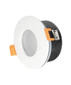 GloboStar® GLOBOSTAR® KAPA 60889 Χωνευτή Στρόγγυλη Βάση Σποτ Οροφής/Μπάνιου για Λάμπα MR16/GU10 Αδιάβροχο IP65 - Λευκό Αλουμίνιο & Λευκό Γυαλί - Φ8.5 x Υ4.2cm / Q7.5cm