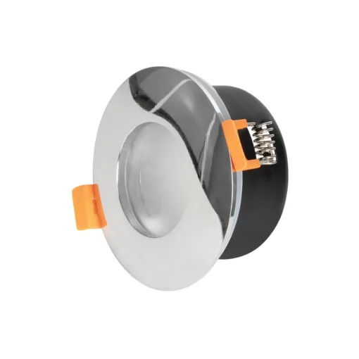GloboStar® GLOBOSTAR® KAPA 60890 Χωνευτή Στρόγγυλη Βάση Σποτ Οροφής/Μπάνιου για Λάμπα MR16/GU10 Αδιάβροχο IP65 - Νίκελ Βούρτσας Αλουμίνιο & Λευκό Γυαλί - Φ8.5 x Υ4.2cm / Q7.5cm