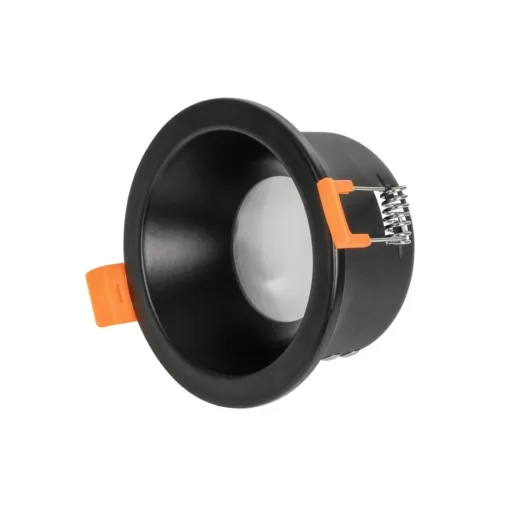 GloboStar® GLOBOSTAR® SIGMA 60891 Χωνευτή Στρόγγυλη Βάση Σποτ Οροφής/Μπάνιου για Λάμπα MR16/GU10 Αδιάβροχο IP65 - Μαύρο Αλουμίνιο & Λευκό Γυαλί - Φ8.5 x Υ4.4cm / Q7.5cm