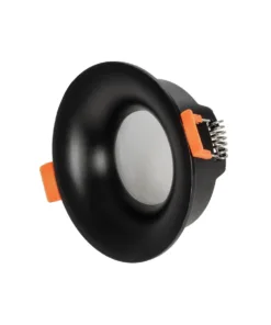 GloboStar® GLOBOSTAR® LAMDA 60893 Χωνευτή Στρόγγυλη Βάση Σποτ Οροφής/Μπάνιου για Λάμπα MR16/GU10 Αδιάβροχο IP65 - Μαύρο Αλουμίνιο & Λευκό Γυαλί - Φ8.5 x Υ3.5cm / Q7.5cm