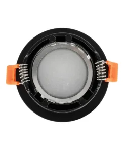 GLOBOSTAR® LAMDA 60893 Χωνευτή Στρόγγυλη Βάση Σποτ Οροφής/Μπάνιου για Λάμπα MR16/GU10 Αδιάβροχο IP65 - Μαύρο Αλουμίνιο & Λευκό Γυαλί - Φ8.5 x Υ3.5cm / Q7.5cm 10 60893 4