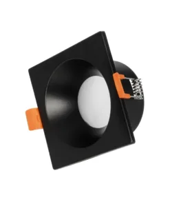 GloboStar® GLOBOSTAR® EPSILON 60895 Χωνευτή Τετράγωνη Βάση Σποτ Οροφής/Μπάνιου για Λάμπα MR16/GU10 Αδιάβροχο IP65 - Μαύρο Αλουμίνιο & Λευκό Γυαλί - Φ8.5 x Υ4.4cm / Q7.5 x 7.5cm