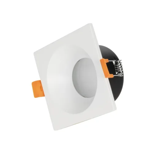 GloboStar® GLOBOSTAR® EPSILON 60896 Χωνευτή Τετράγωνη Βάση Σποτ Οροφής/Μπάνιου για Λάμπα MR16/GU10 Αδιάβροχο IP65 - Λευκό Αλουμίνιο & Λευκό Γυαλί - Φ8.5 x Υ4.4cm / Q7.5 x 7.5cm