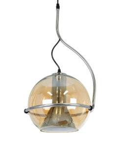 GloboStar® GLOBOSTAR® GLASSO 60927 Μοντέρνο Κρεμαστό Φωτιστικό Οροφής με Ντουί 1 x E27 AC 220-240V IP20 - Ασημί & Μελί - Μ27 x Π27 x Υ52cm