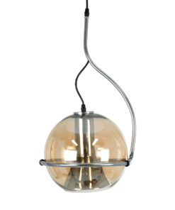 GLOBOSTAR® GLASSO 60927 Μοντέρνο Κρεμαστό Φωτιστικό Οροφής με Ντουί 1 x E27 AC 220-240V IP20 - Ασημί & Μελί - Μ27 x Π27 x Υ52cm 14 60927 4