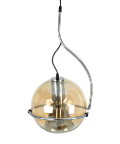 GLOBOSTAR® GLASSO 60927 Μοντέρνο Κρεμαστό Φωτιστικό Οροφής με Ντουί 1 x E27 AC 220-240V IP20 - Ασημί & Μελί - Μ27 x Π27 x Υ52cm 15 60927 5