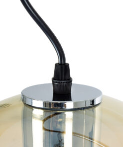 GLOBOSTAR® GLASSO 60927 Μοντέρνο Κρεμαστό Φωτιστικό Οροφής με Ντουί 1 x E27 AC 220-240V IP20 - Ασημί & Μελί - Μ27 x Π27 x Υ52cm 17 60927 7