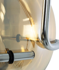 GLOBOSTAR® GLASSO 60927 Μοντέρνο Κρεμαστό Φωτιστικό Οροφής με Ντουί 1 x E27 AC 220-240V IP20 - Ασημί & Μελί - Μ27 x Π27 x Υ52cm 19 60927 9