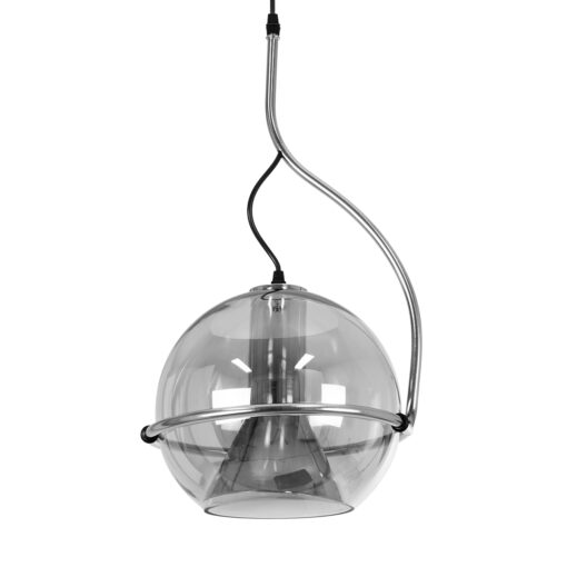 GloboStar® GLOBOSTAR® GLASSO 60928 Μοντέρνο Κρεμαστό Φωτιστικό Οροφής με Ντουί 1 x E27 AC 220-240V IP20 - Ασημί - Μ27 x Π27 x Υ52cm