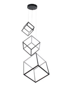 GLOBOSTAR® KIBOO-TRIO 60931 Μοντέρνο Κρεμαστό Φωτιστικό Οροφής LED 90W 10350lm 360° AC 220-240V IP20 Ρυθμιζόμενο Λευκό CCT με Χειριστήριο από 2700K έως 6000K Dimmable - Lumileds SMD Chip - Μαύρο - Μ60 x Π60 x Υ80cm - 3 Χρόνια Εγγύηση 16 60931 3