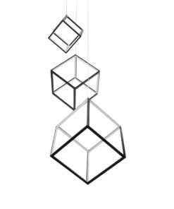 GLOBOSTAR® KIBOO-TRIO 60931 Μοντέρνο Κρεμαστό Φωτιστικό Οροφής LED 90W 10350lm 360° AC 220-240V IP20 Ρυθμιζόμενο Λευκό CCT με Χειριστήριο από 2700K έως 6000K Dimmable - Lumileds SMD Chip - Μαύρο - Μ60 x Π60 x Υ80cm - 3 Χρόνια Εγγύηση 17 60931 4