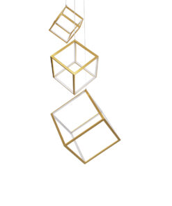 Alternative view of GLOBOSTAR® KIBOO-TRIO 60932 Μοντέρνο Κρεμαστό Φωτιστικό Οροφής LED 90W 10350lm 360° AC 220-240V IP20 Ρυθμιζόμενο Λευκό CCT με Χειριστήριο από 2700K έως 6000K Dimmable - Lumileds SMD Chip - Χρυσό - Μ60 x Π60 x Υ80cm - 3 Χρόνια Εγγύηση