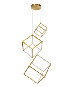 GLOBOSTAR® KIBOO-TRIO 60932 Μοντέρνο Κρεμαστό Φωτιστικό Οροφής LED 90W 10350lm 360° AC 220-240V IP20 Ρυθμιζόμενο Λευκό CCT με Χειριστήριο από 2700K έως 6000K Dimmable - Lumileds SMD Chip - Χρυσό - Μ60 x Π60 x Υ80cm - 3 Χρόνια Εγγύηση 16 60932 3