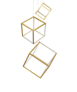 GLOBOSTAR® KIBOO-TRIO 60932 Μοντέρνο Κρεμαστό Φωτιστικό Οροφής LED 90W 10350lm 360° AC 220-240V IP20 Ρυθμιζόμενο Λευκό CCT με Χειριστήριο από 2700K έως 6000K Dimmable - Lumileds SMD Chip - Χρυσό - Μ60 x Π60 x Υ80cm - 3 Χρόνια Εγγύηση 17 60932 4