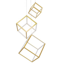 GLOBOSTAR® KIBOO-TRIO 60932 Μοντέρνο Κρεμαστό Φωτιστικό Οροφής LED 90W 10350lm 360° AC 220-240V IP20 Ρυθμιζόμενο Λευκό CCT με Χειριστήριο από 2700K έως 6000K Dimmable - Lumileds SMD Chip - Χρυσό - Μ60 x Π60 x Υ80cm - 3 Χρόνια Εγγύηση 18 60932 5